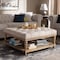 Baxton Studio Kelly Beige Linen Upholstered and Greywashed Wood Cocktail Ottoman 164-10649 - alternate 4